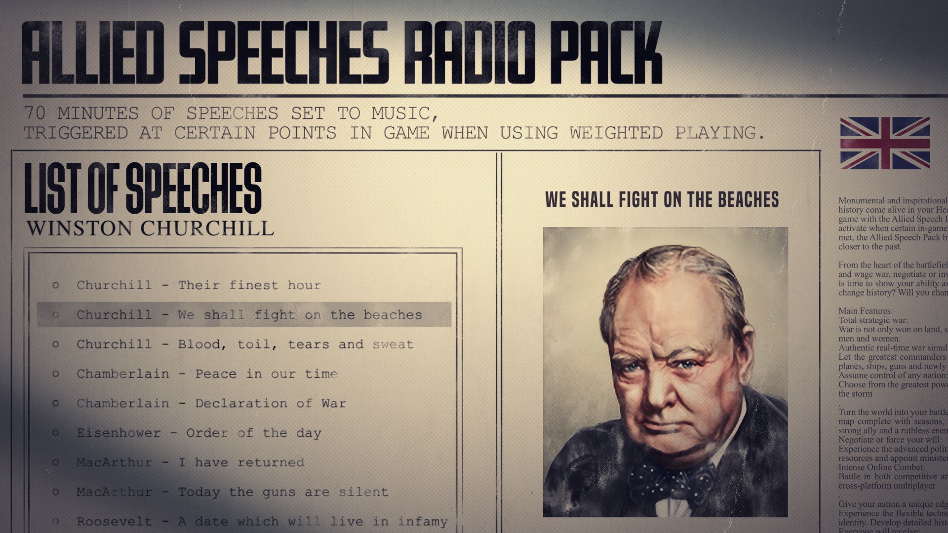Hearts of Iron IV - Allied Speeches Pack DLC - PC (Steam) — screenshot 2
