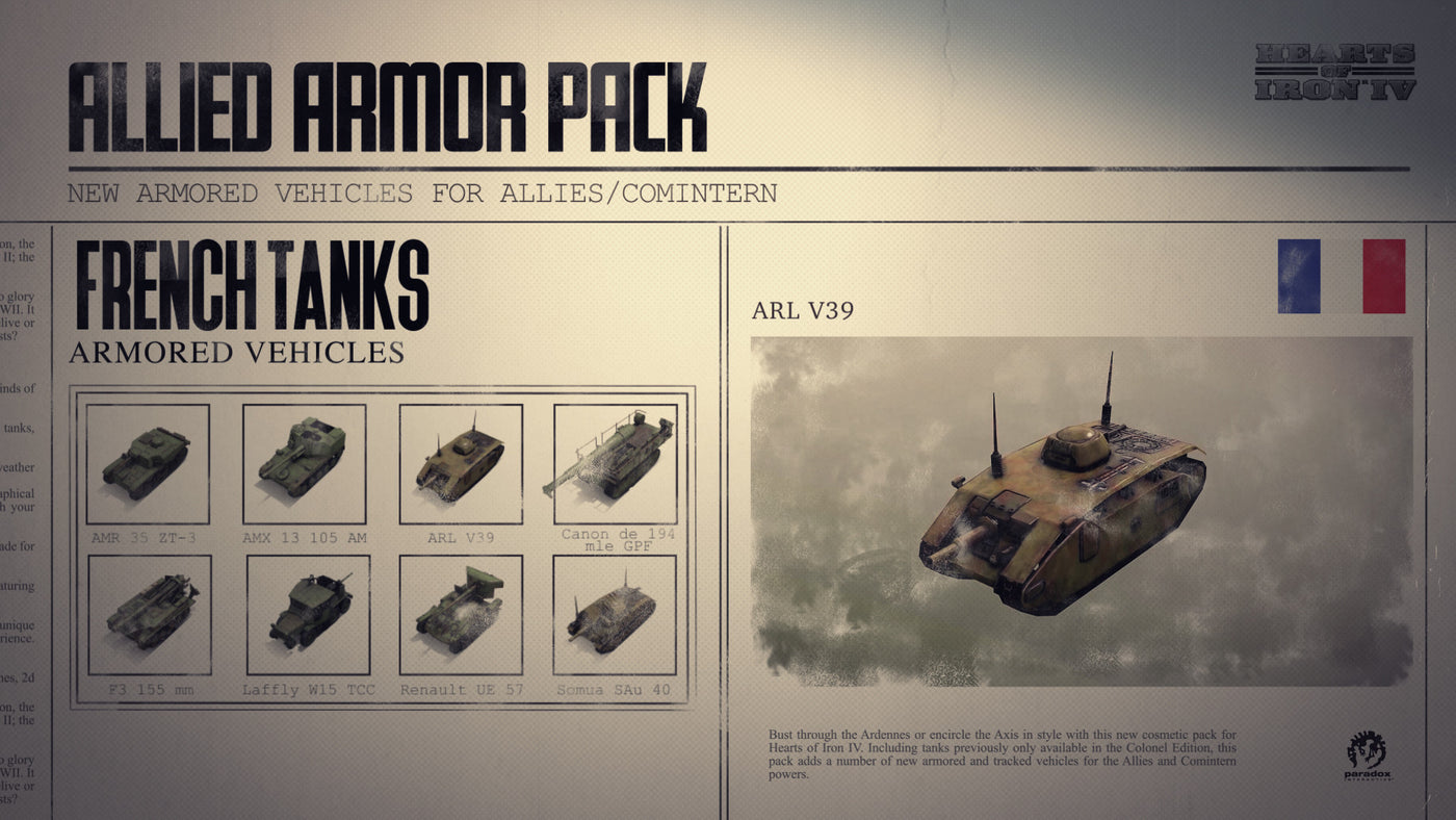 Hearts of Iron IV - Allied Armor Pack DLC - PC (Steam) — скриншот 1