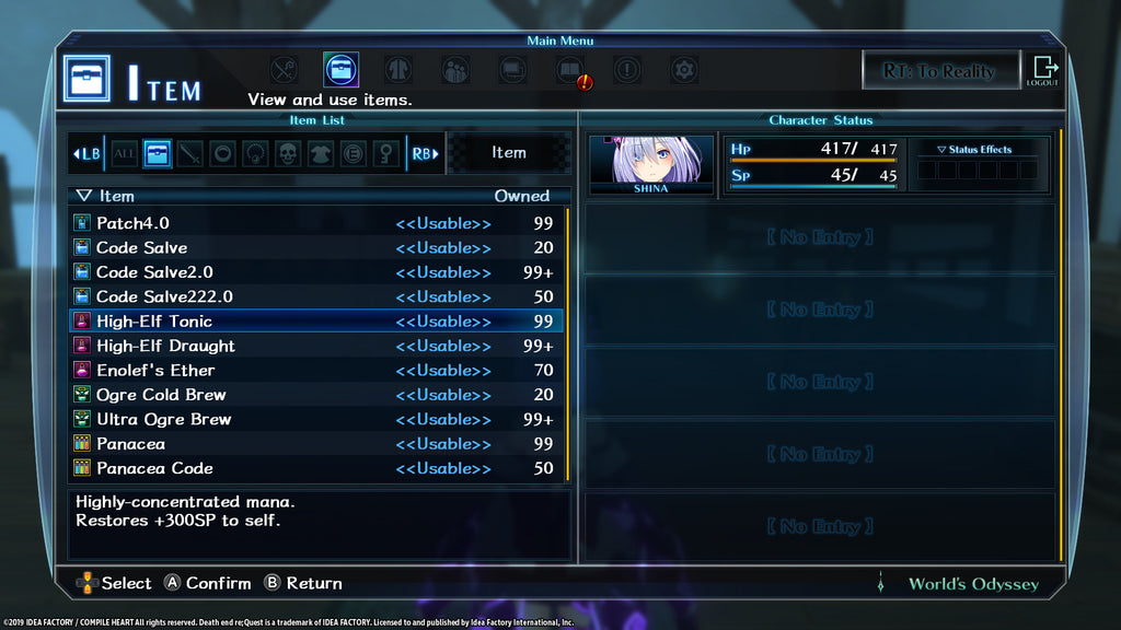 Death end re;Quest - Healing Item Set DLC - PC (Steam) — screenshot 1