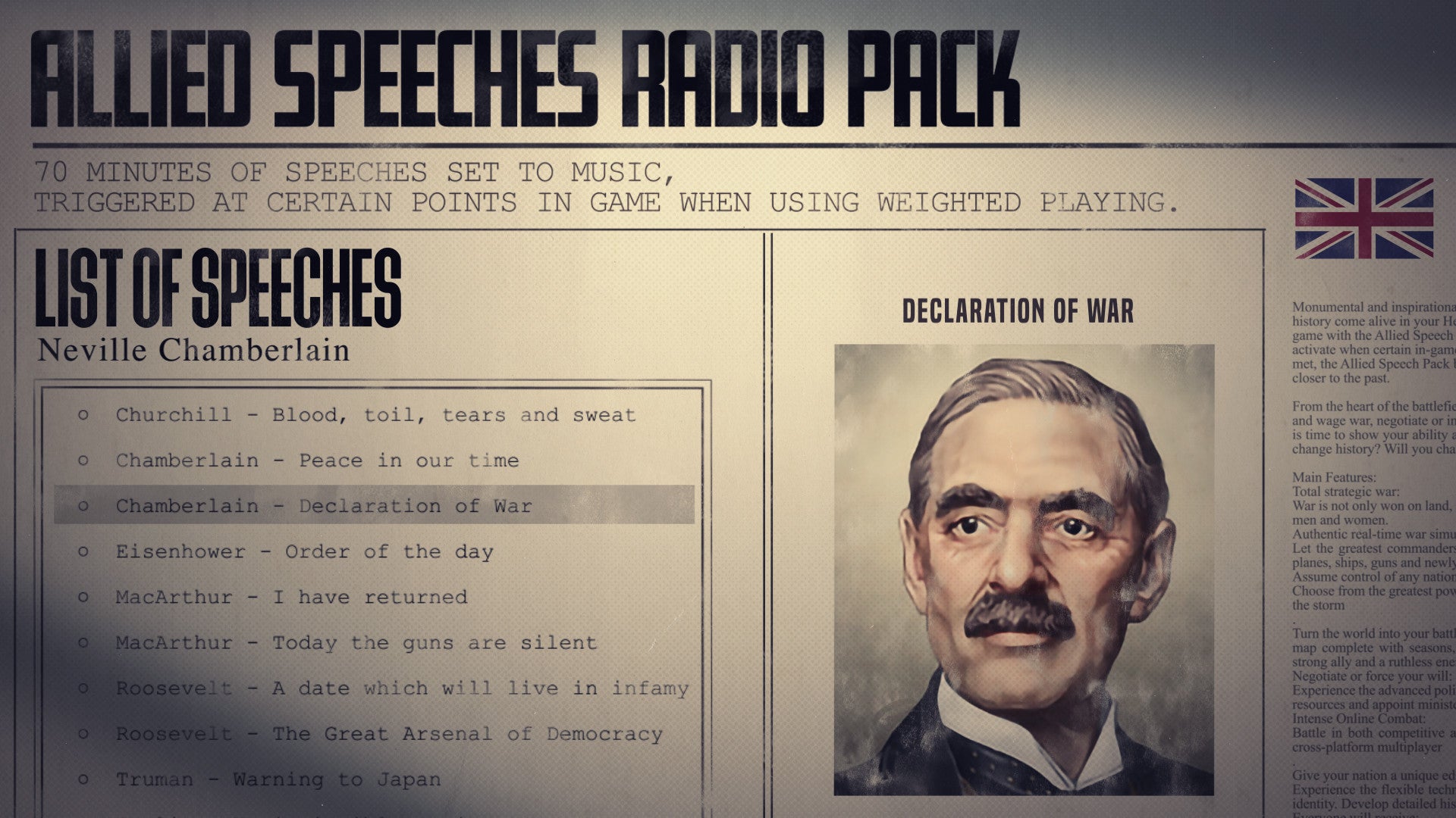 Hearts of Iron IV - Allied Speeches Pack DLC - PC (Steam) — screenshot 1