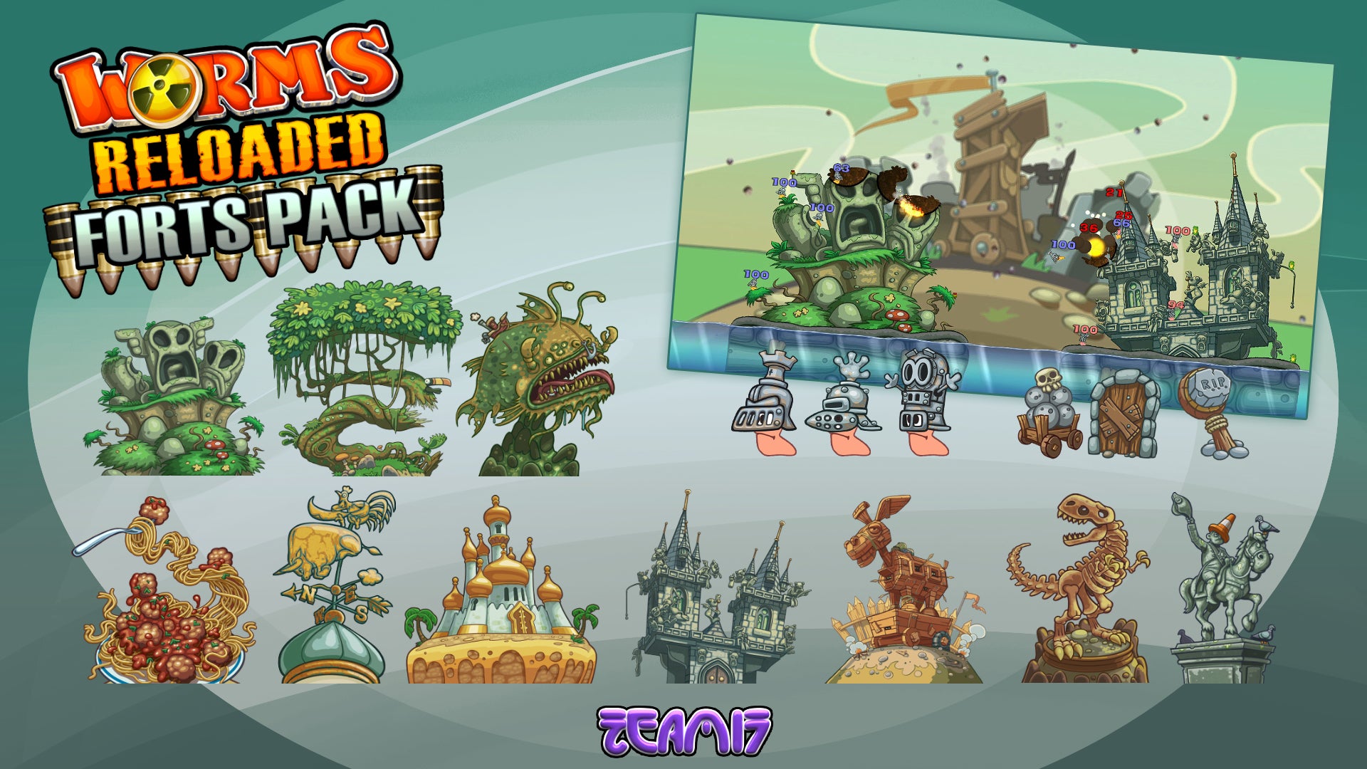 Worms Reloaded: Forts Pack DLC - PC (Steam) — screenshot 1